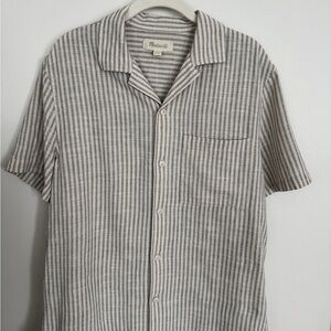 Madewell Gray and White Striped Casual Shirt